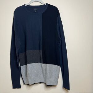 14th & Union color block sweater texture ribbed crew neck long sleeve mens Large